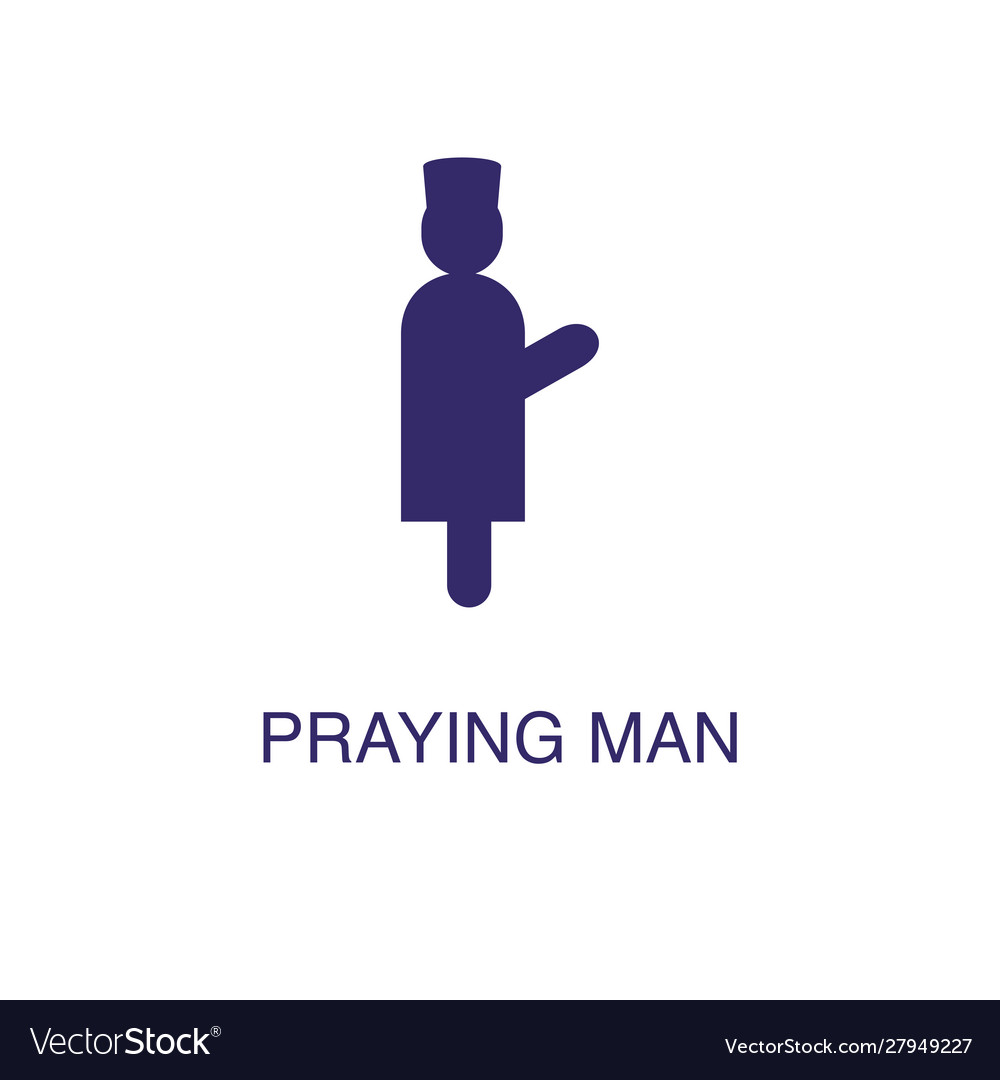 Praying man element in flat simple style on white