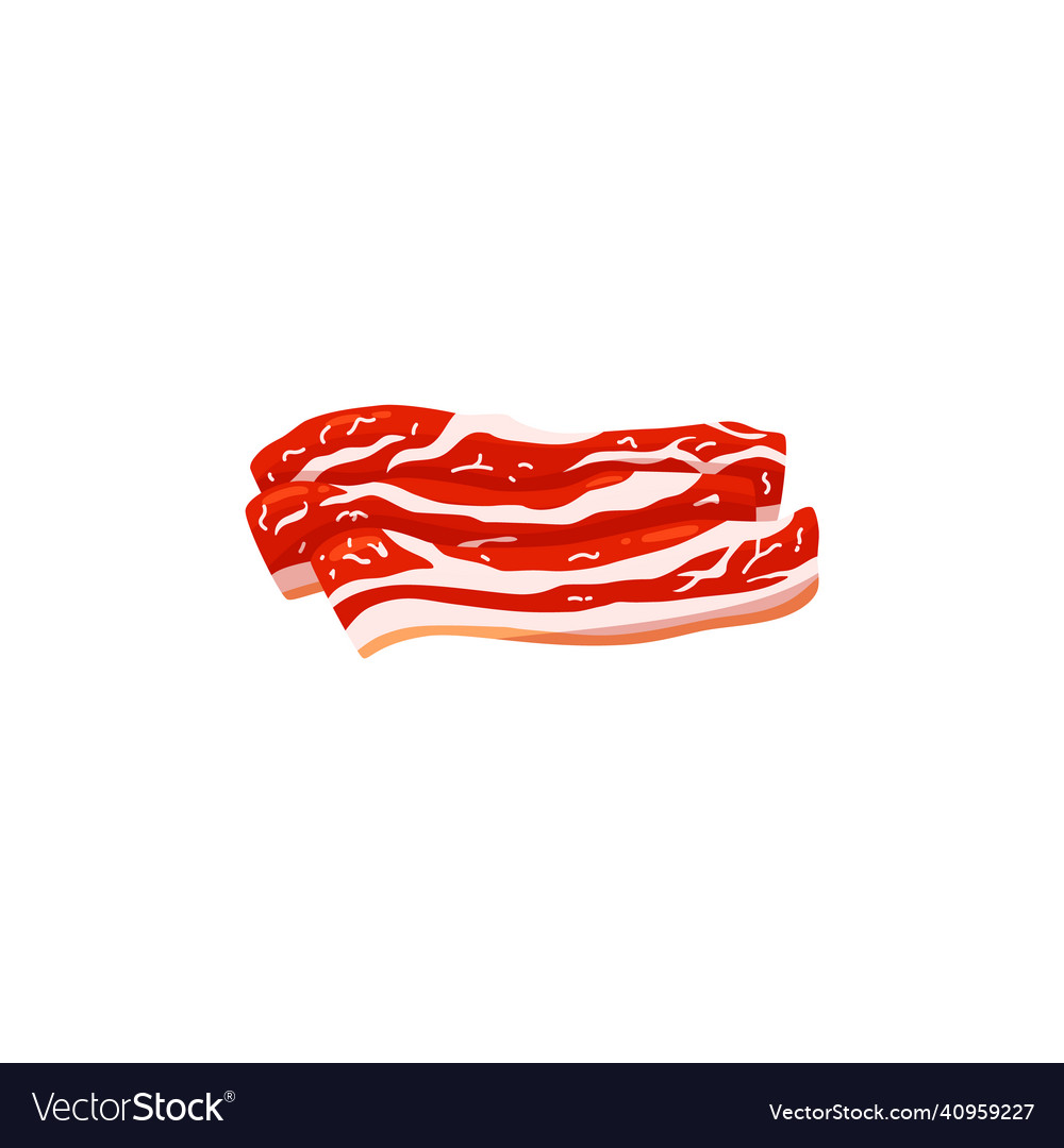 Raw red bacon slices uncooked stripes lying
