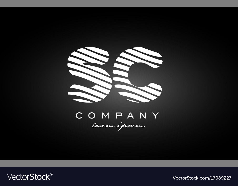 Sc S C Letter Alphabet Logo Black White Icon Vector Image 1693