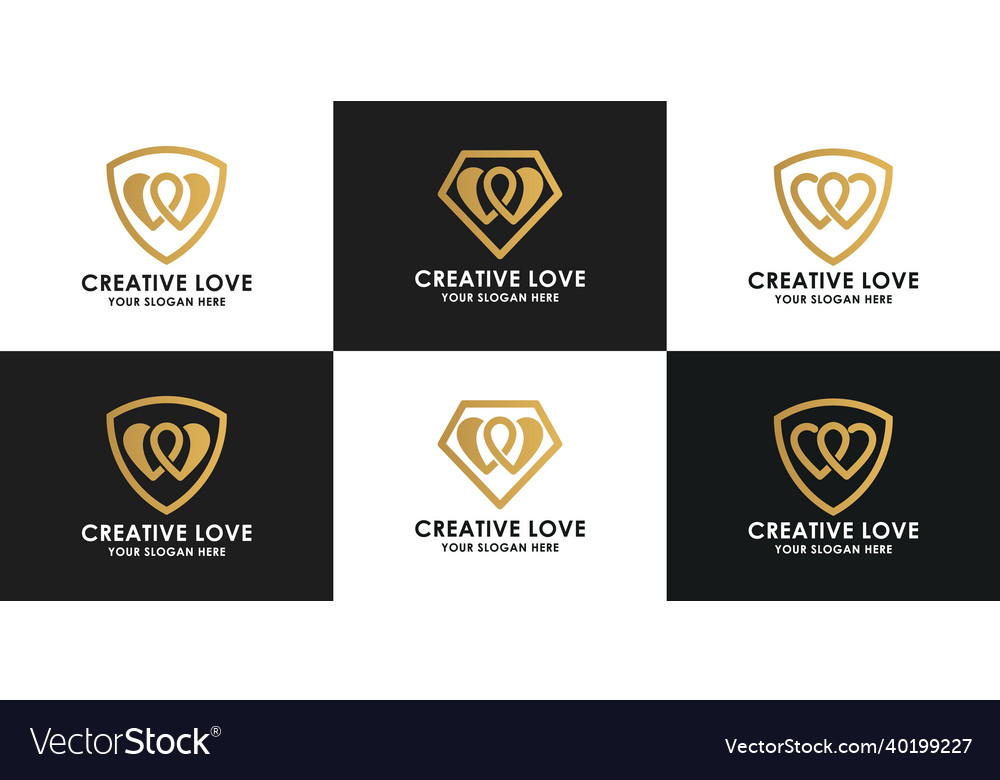 Set of creative love collection logo design