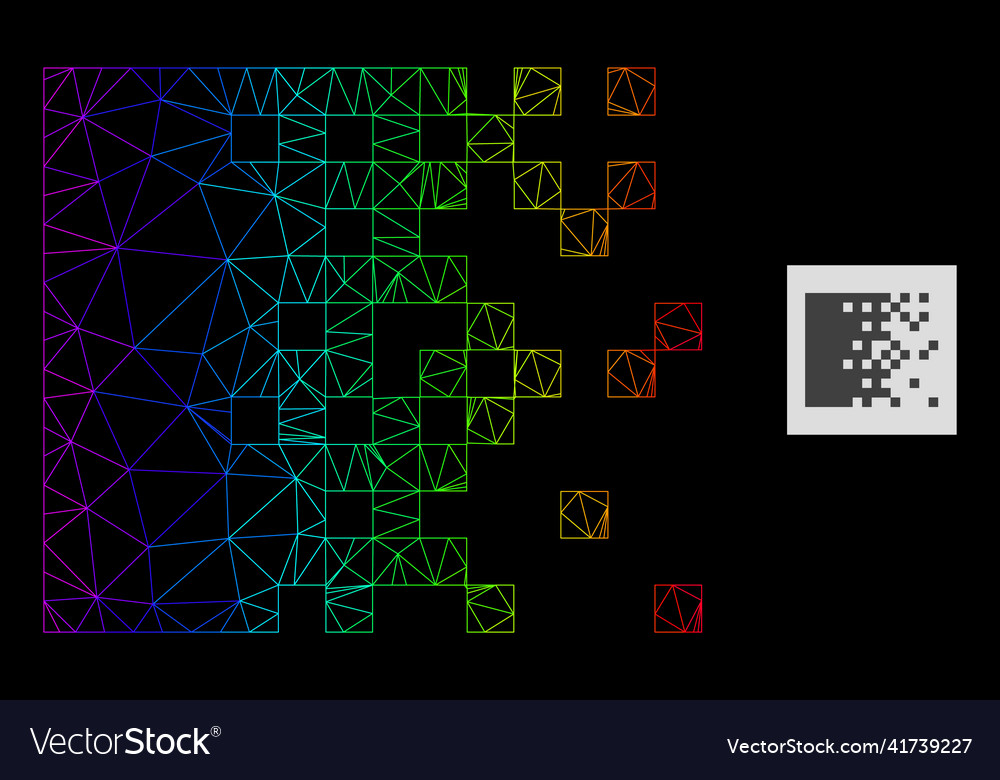 Spectrum gradiented polygonal network dissolving vector image Spectrum gradiented polygonal network dissolving