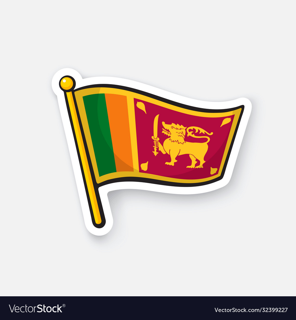 Sticker flag sri lanka on flagstaff Royalty Free Vector