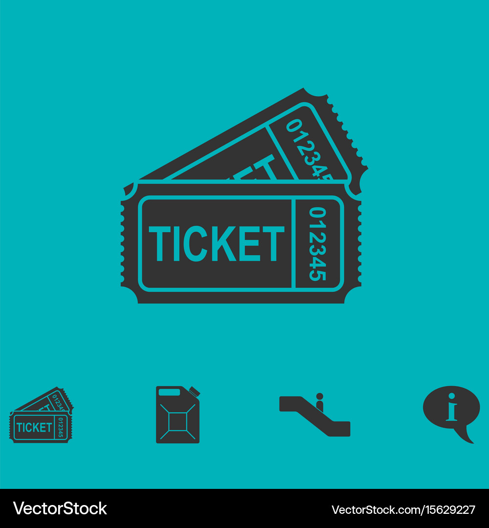 Ticket Icon - Flat Style Royalty Free Vector Image