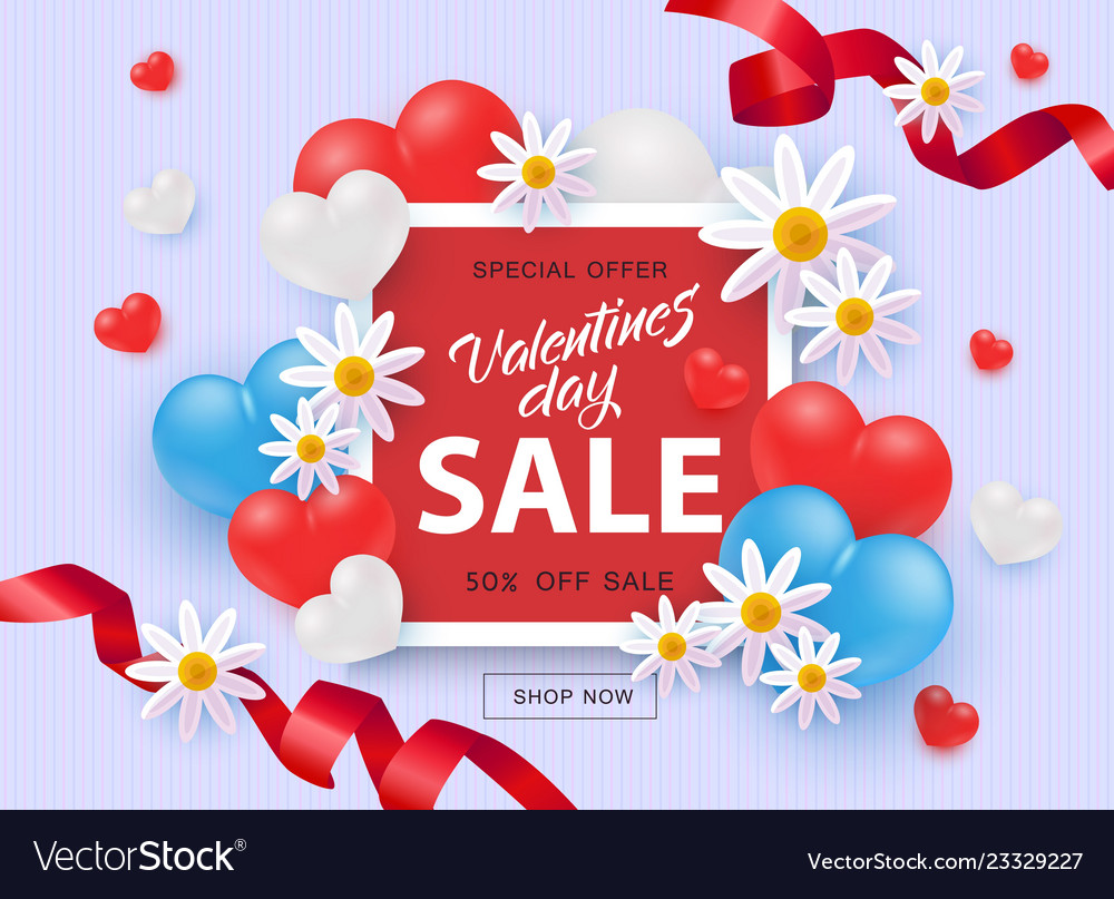 Valentines day sale and special offer with 50