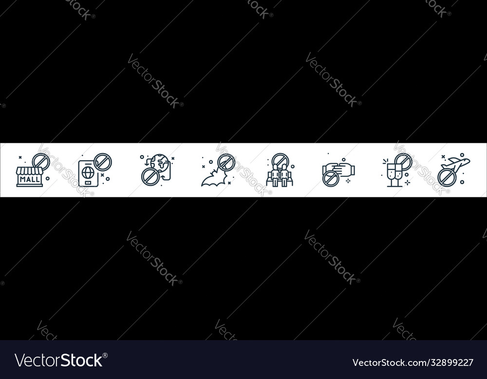 Virus restrictions line icons linear set quality