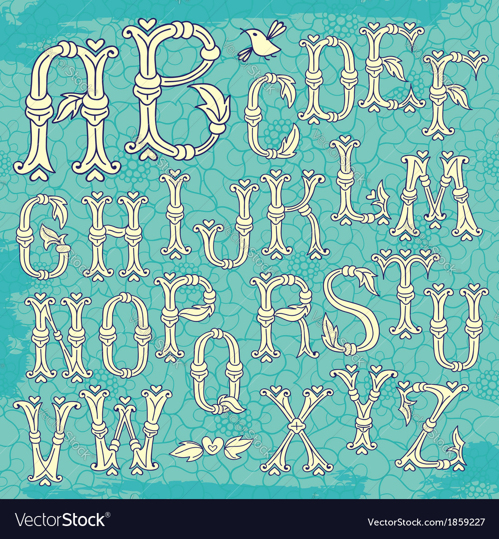 Whimsical Hand Drawn Alphabet Letters Royalty Free Vector