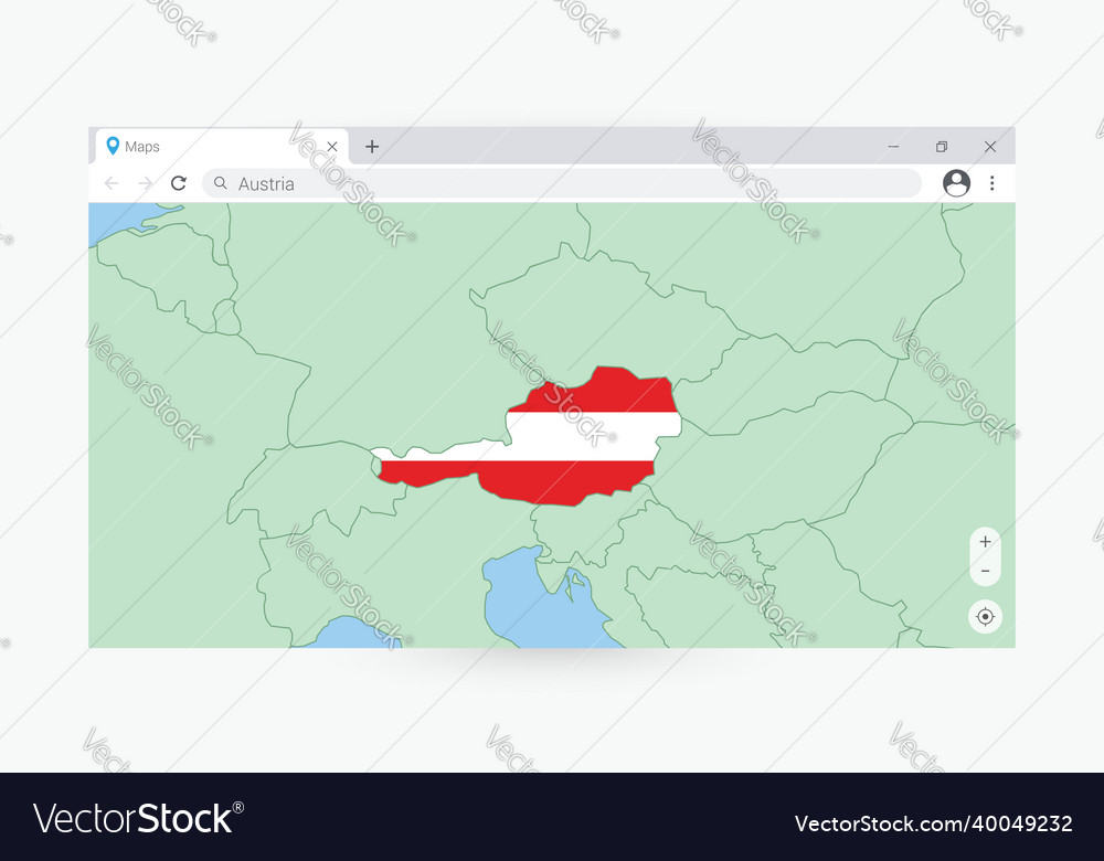 Browser window with map of austria searching