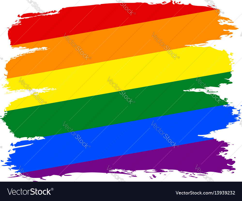 Brush stroke rainbow flag lgbt movement