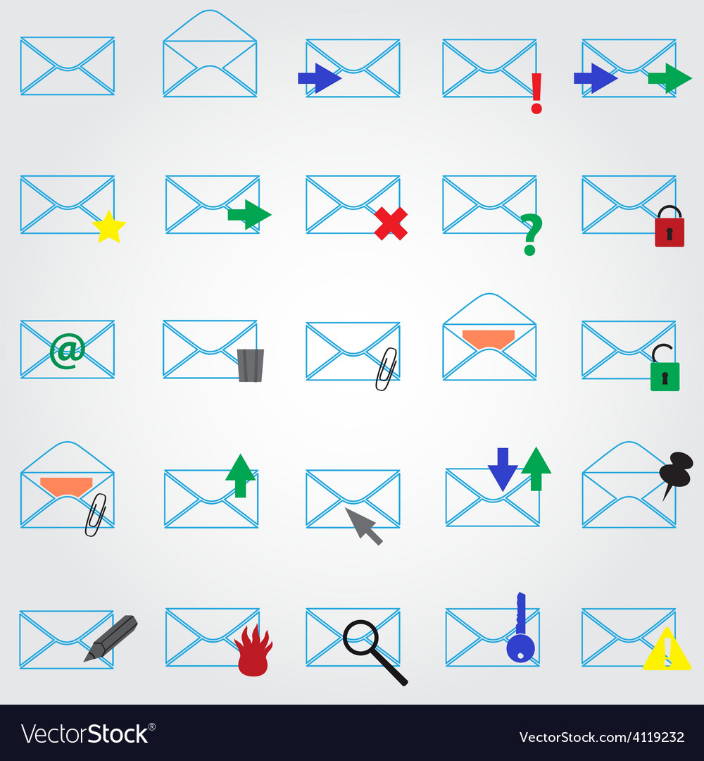 Computer mail simple outline blue icons eps10