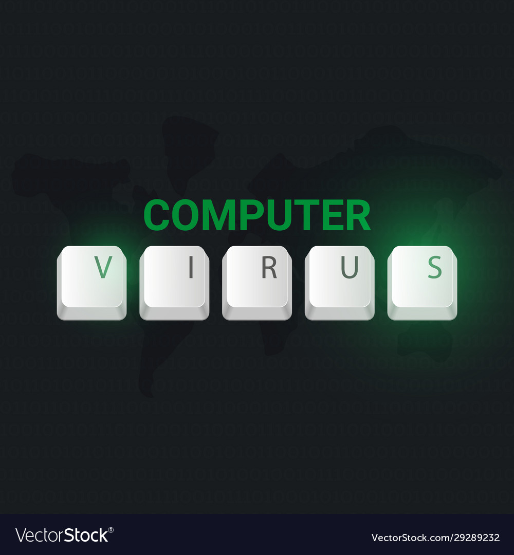 Computer virus banner with keyboard buttons vector image Computer virus banner with keyboard buttons
