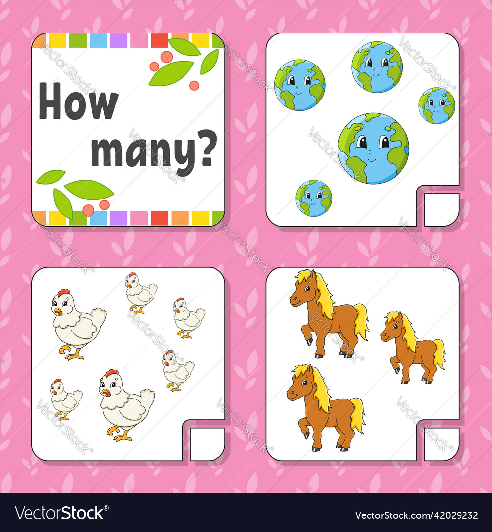Counting game for children happy characters vector image Counting game for children happy characters