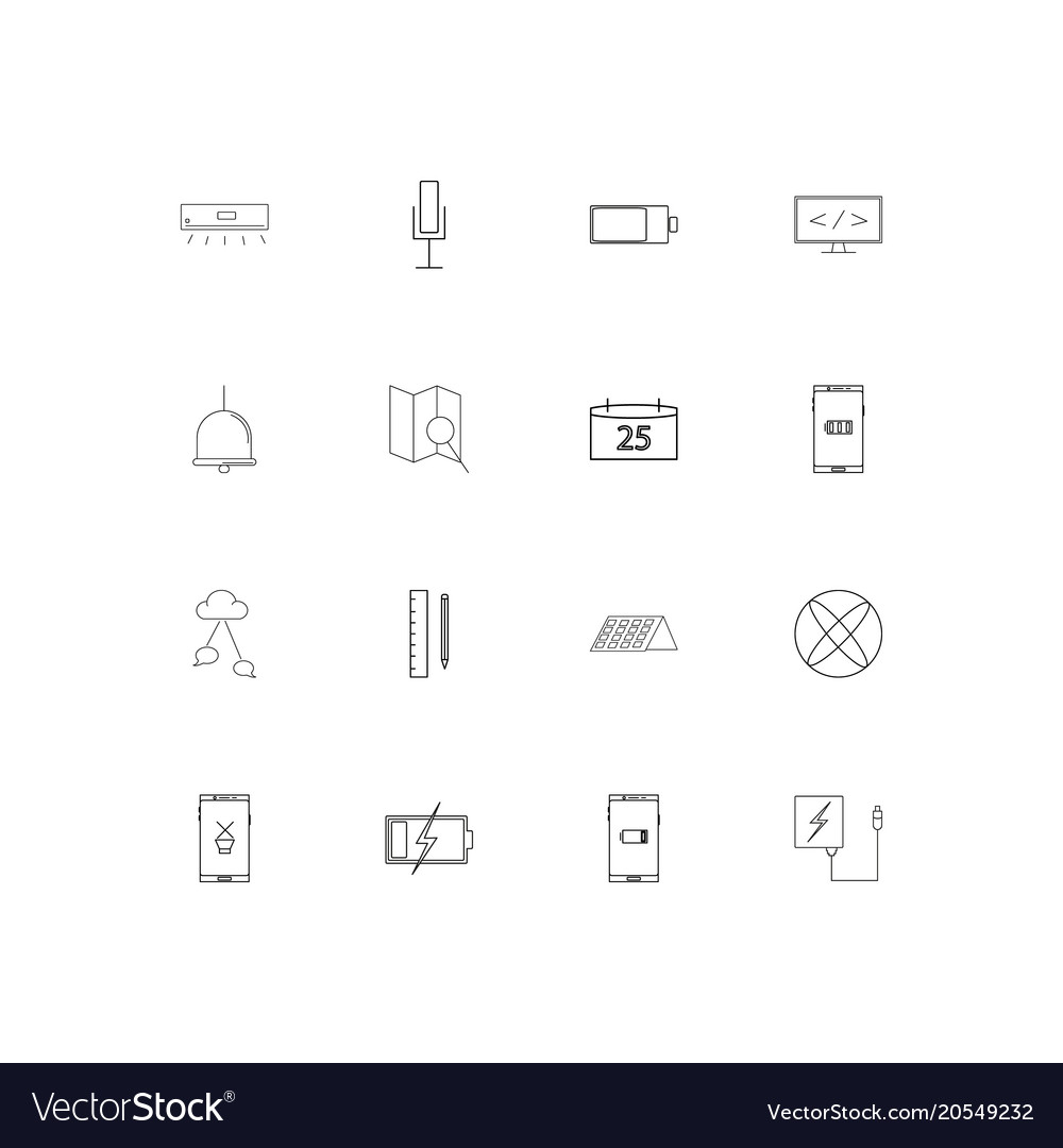 Devices simple linear icons set outlined