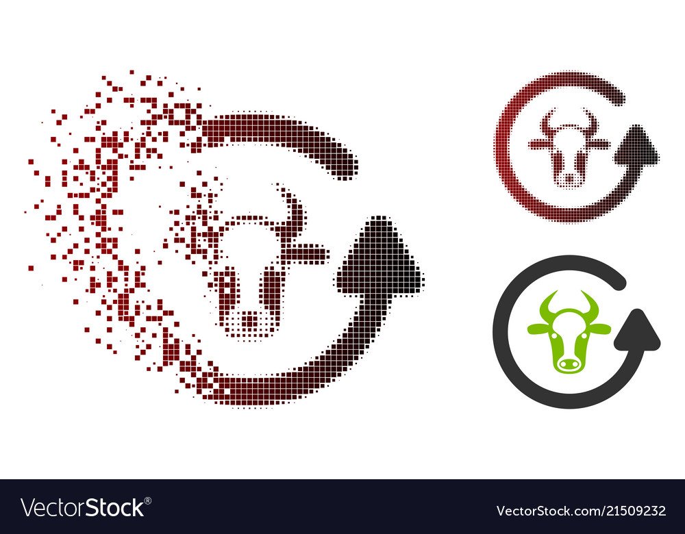 Dissolving pixel halftone refresh bull icon