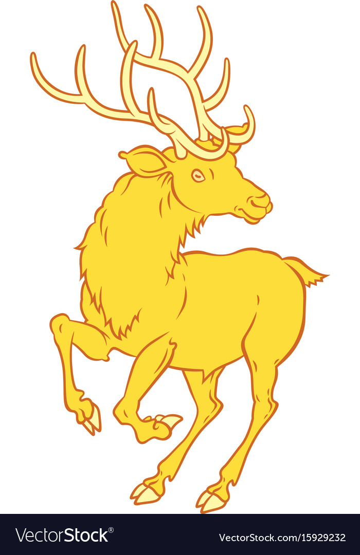 Golden fabulous deer - a symbol of good luck Vector Image Golden fabulous deer - a symbol of good luck Vector Image