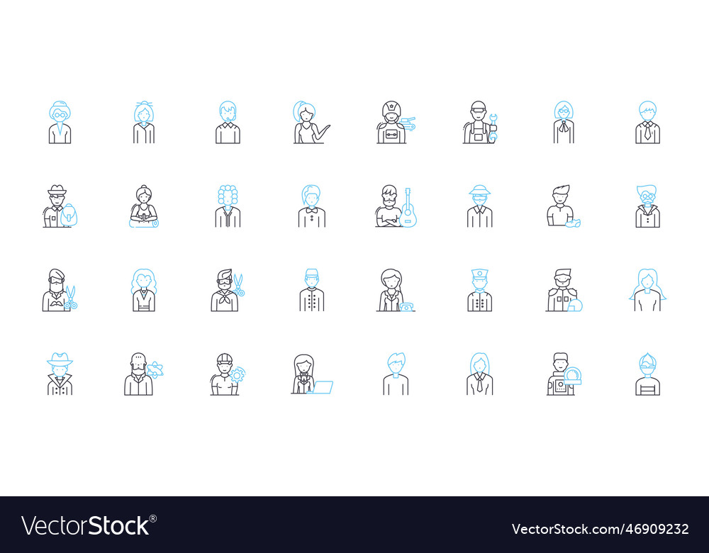Market data linear icons set trends analytics vector image Market data linear icons set trends analytics