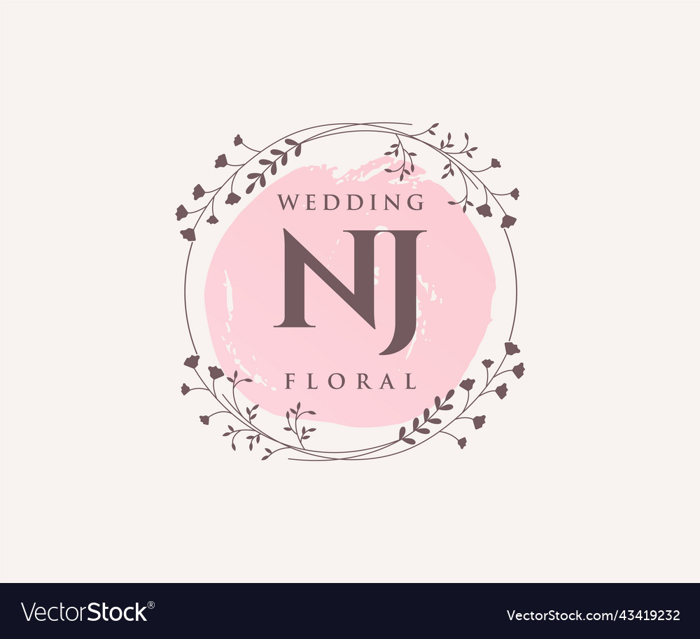 Nj initials letter wedding monogram logos Vector Image