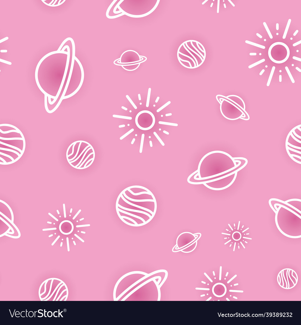 Pink gradient planet repeat pattern print vector image Pink gradient planet repeat pattern print