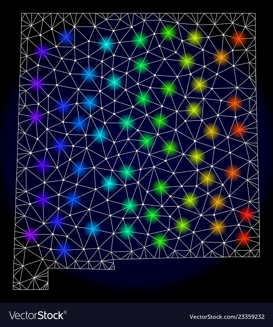 Polygonal network mesh map of new mexico state