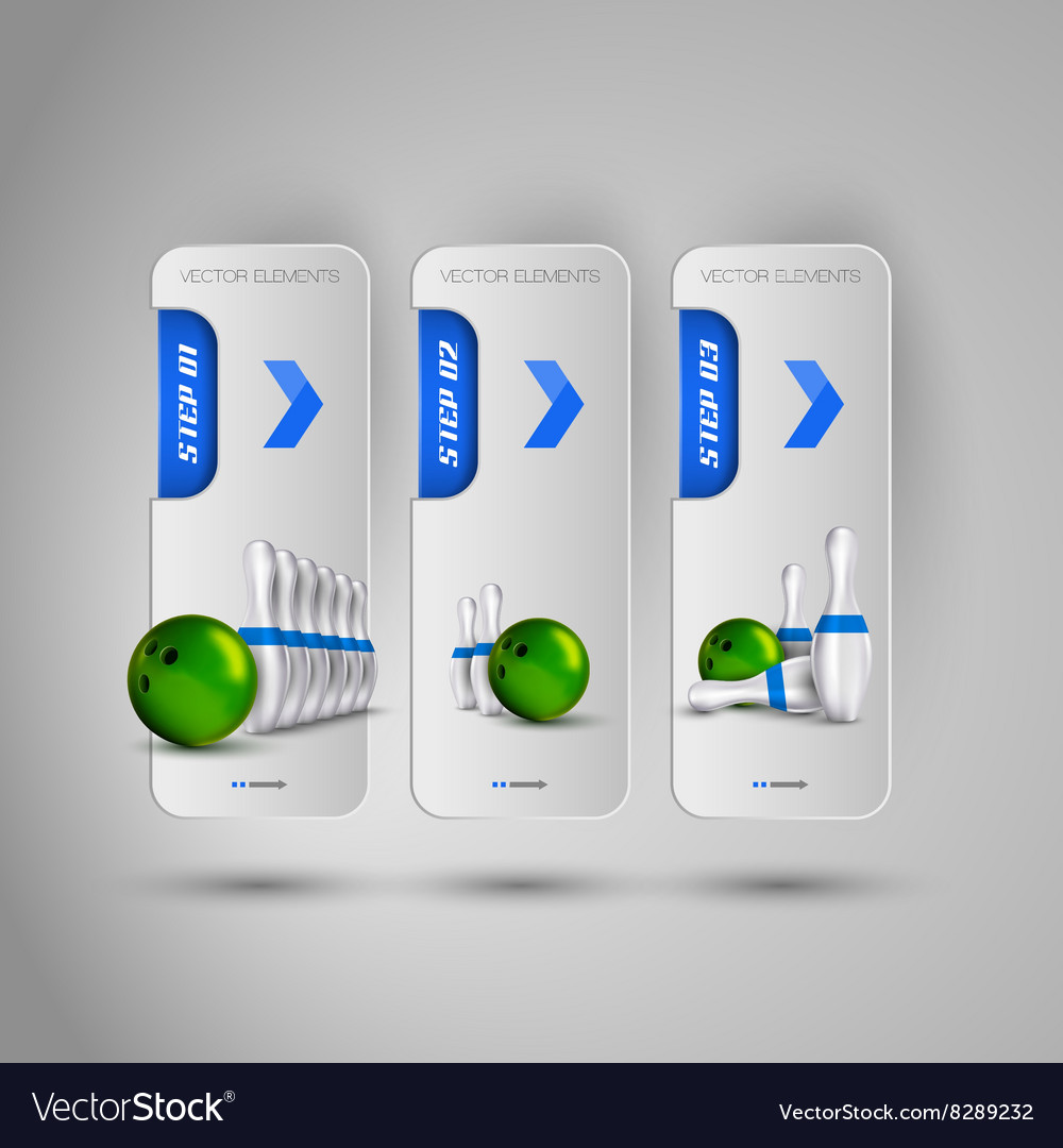 Realistic bowling objects on the gray business Vector Image