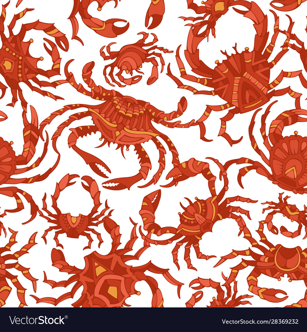 Seamless crabs pattern vector image Seamless crabs pattern