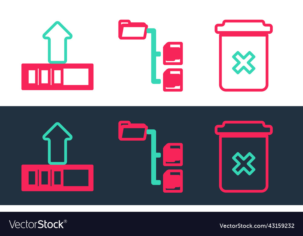 Set line trash can loading and folder tree icon