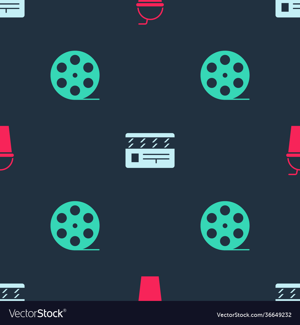 Set paper glass with straw movie clapper and film