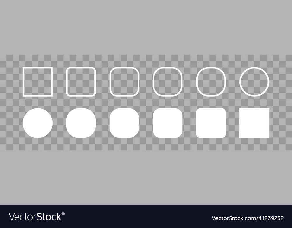 Square and round set white icon shape basic empty