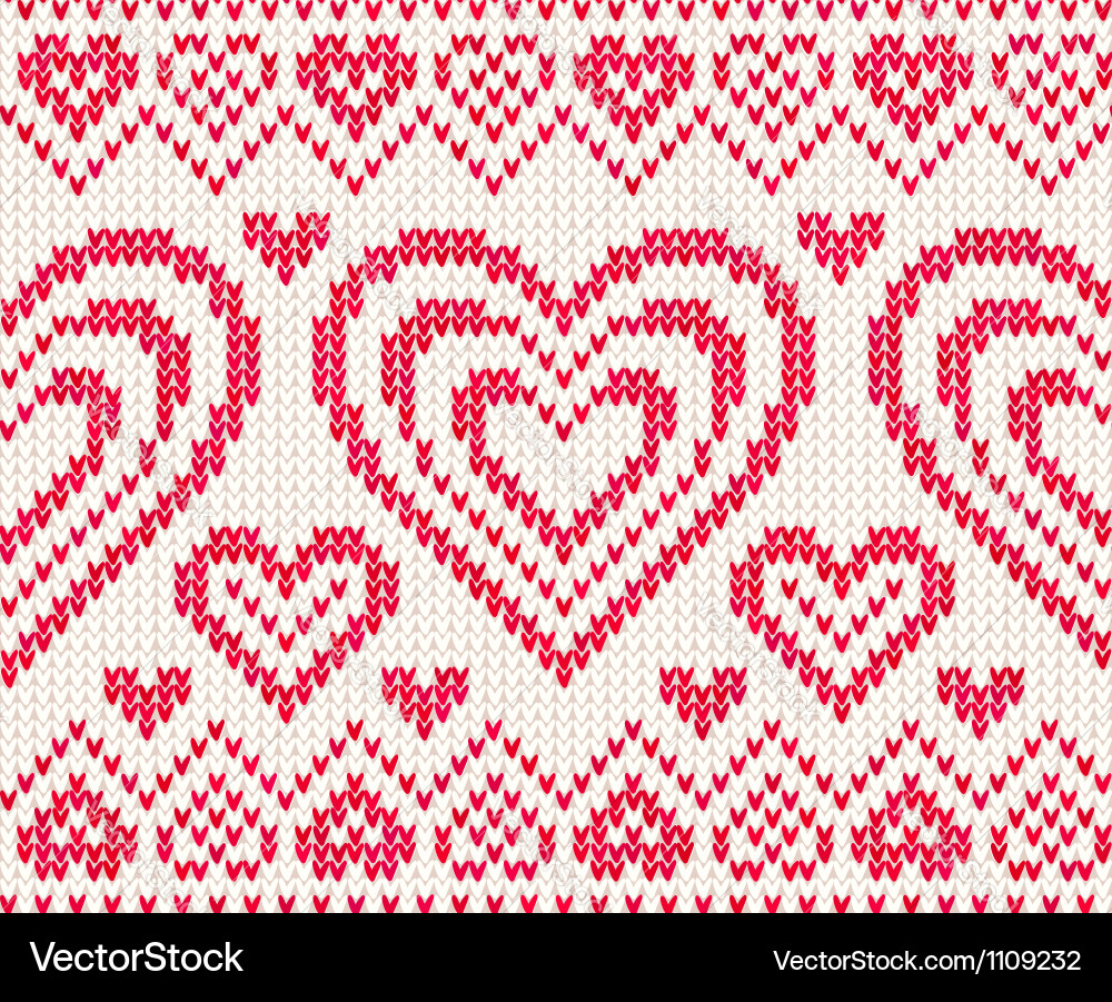 Valentines day knitted seamless pattern Royalty Free Vector