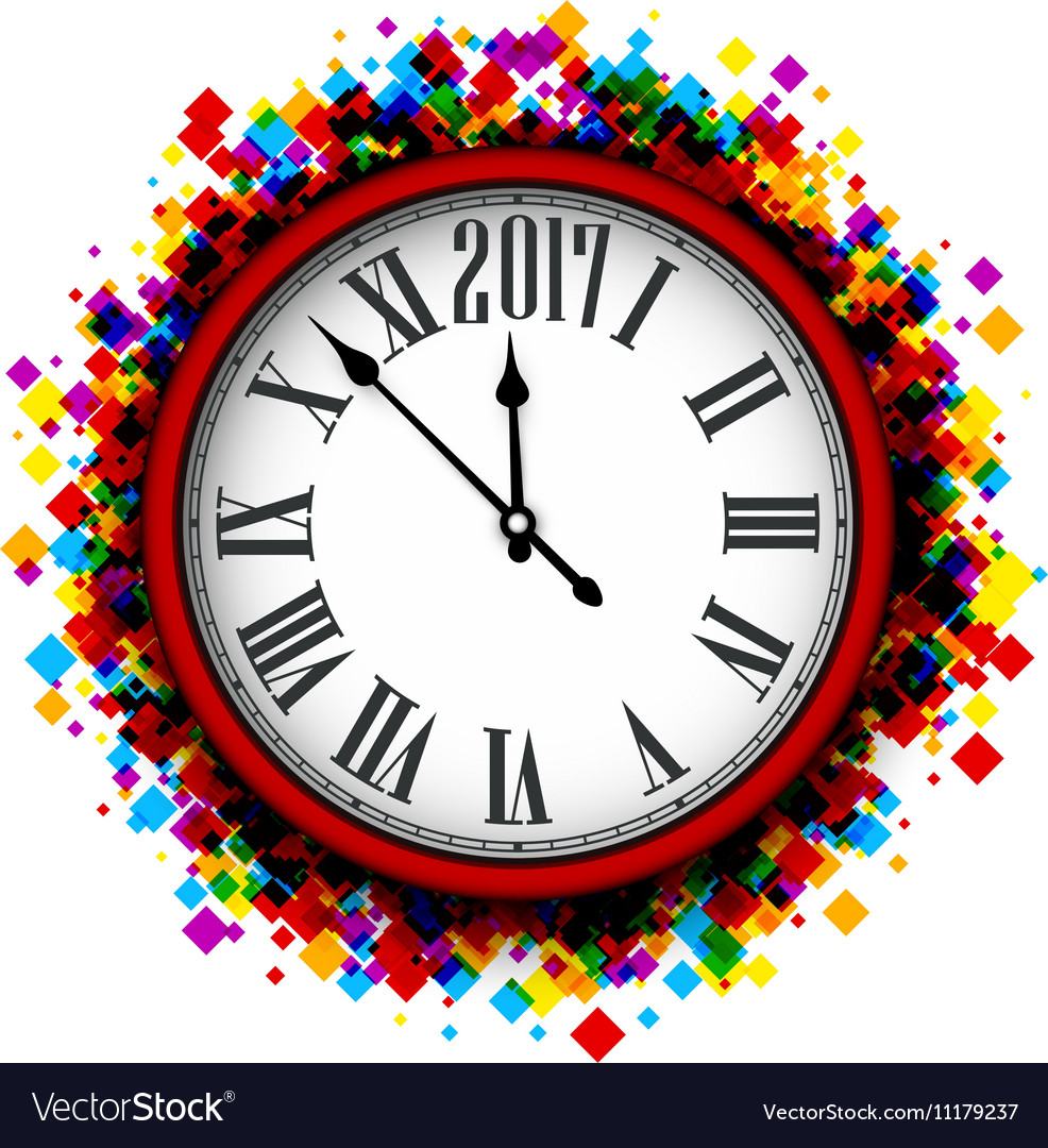 2017 new year clock background