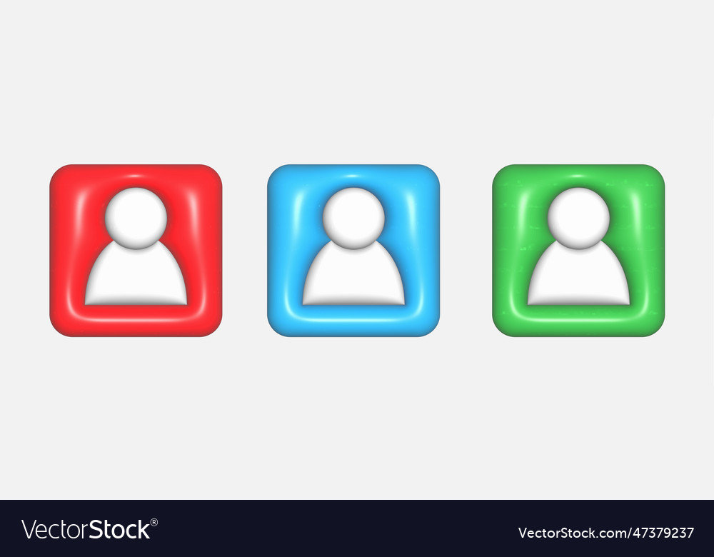 A set of three-dimensional icons profile