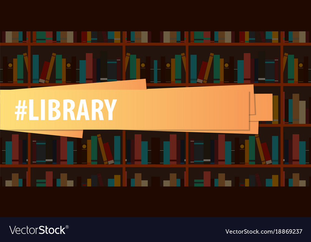 Banner library book shelf or bookcase Royalty Free Vector