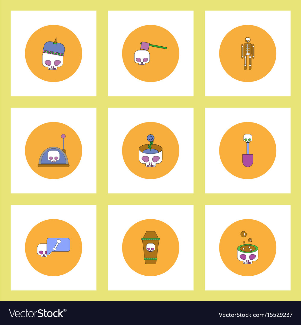 Collection of icons in flat style halloween