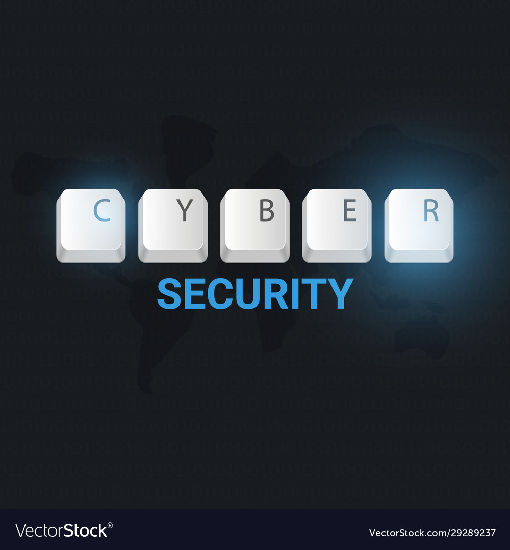 Cyber security banner with keyboard buttons Vector Image Cyber security banner with keyboard buttons