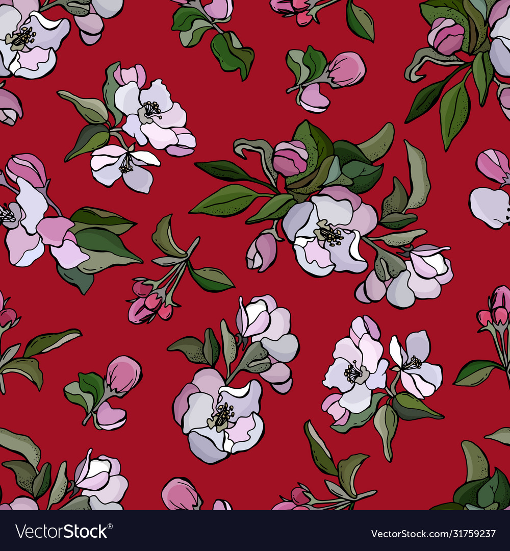 Floral seamless pattern in hand-drawn style vector image Floral seamless pattern in hand-drawn style