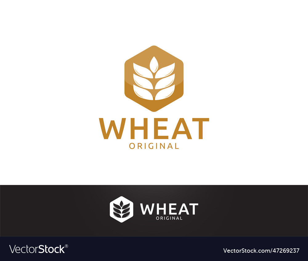 Golden hexagonal wheat logo design