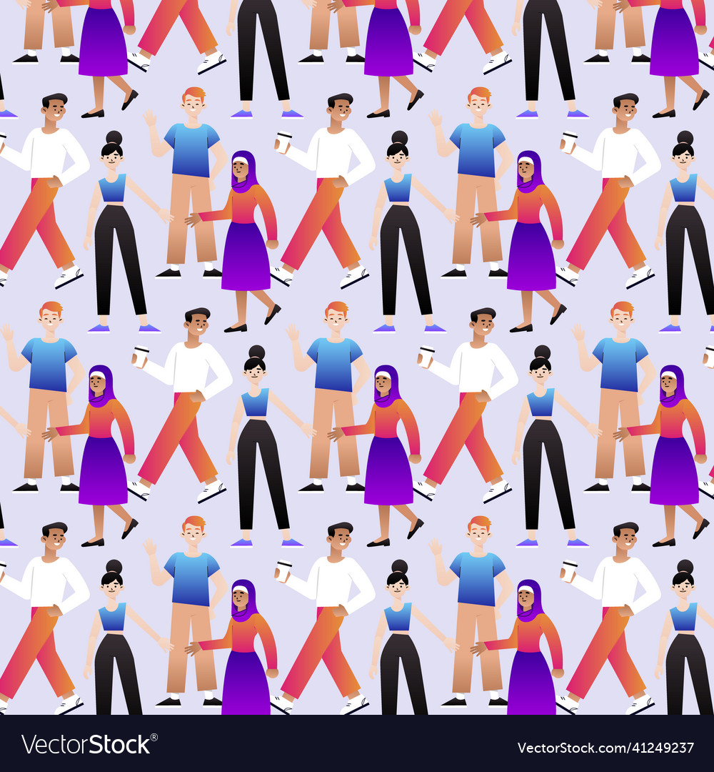 Gradient group of people pattern Vector Image Gradient group of people pattern