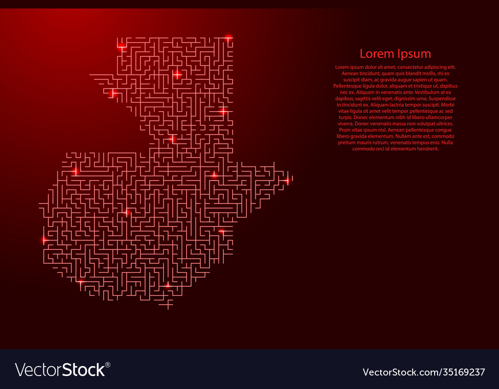 Guatemala map from red pattern maze grid vector image Guatemala map from red pattern maze grid