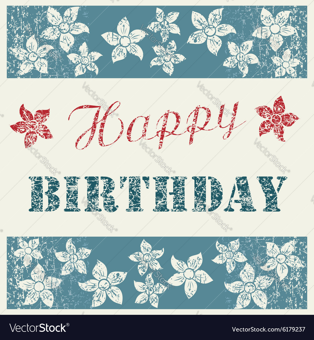 Happy birthday card with floral composition Vector Image