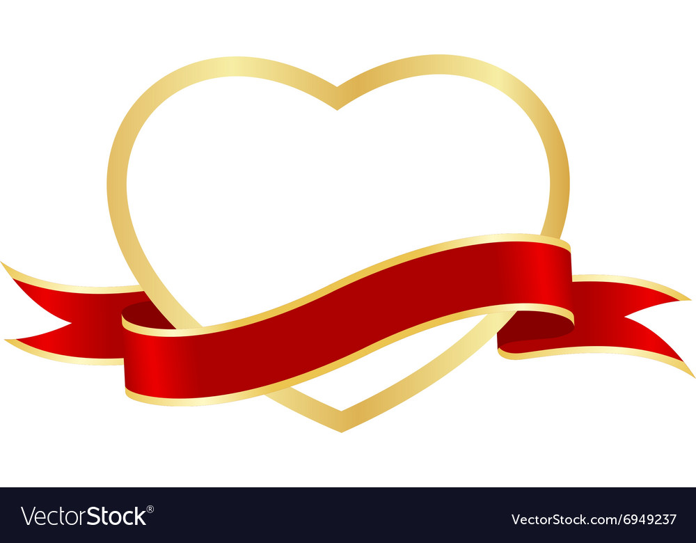 Heart Frame Ribbon Royalty Free Vector Image Vectorstock Heart Frame Ribbon Vector Image