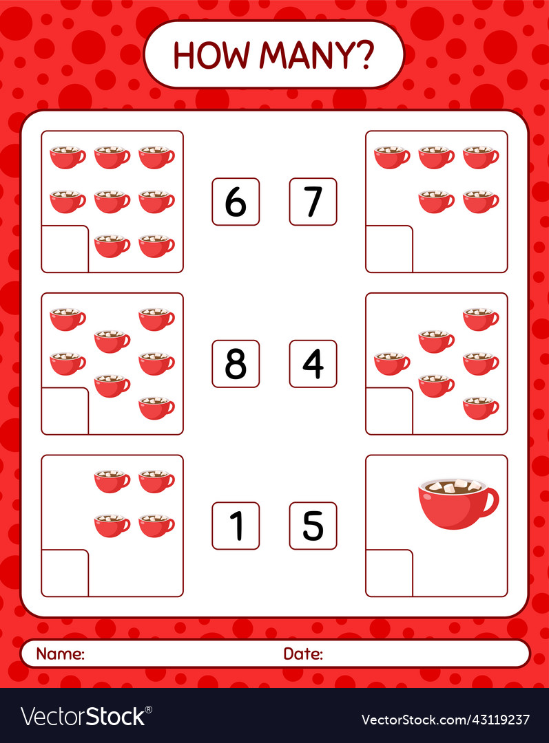 How many counting game with marshmallow on hot vector image How many counting game with marshmallow on hot