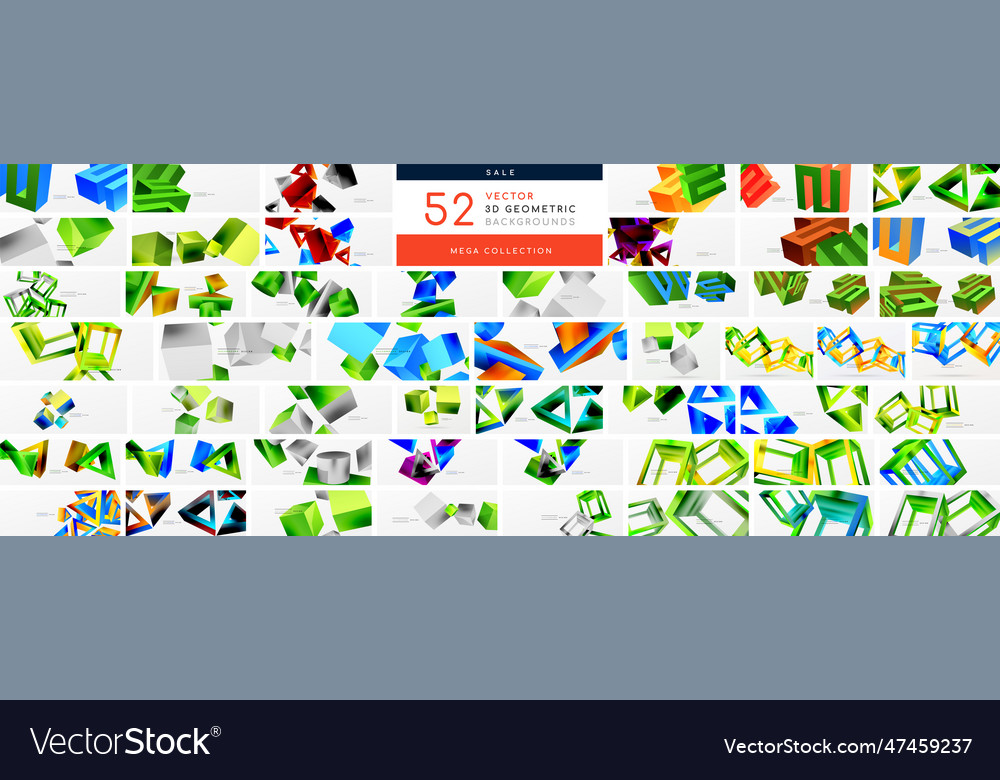 Mega collection of 3d shapes abstract vector image Mega collection of 3d shapes abstract