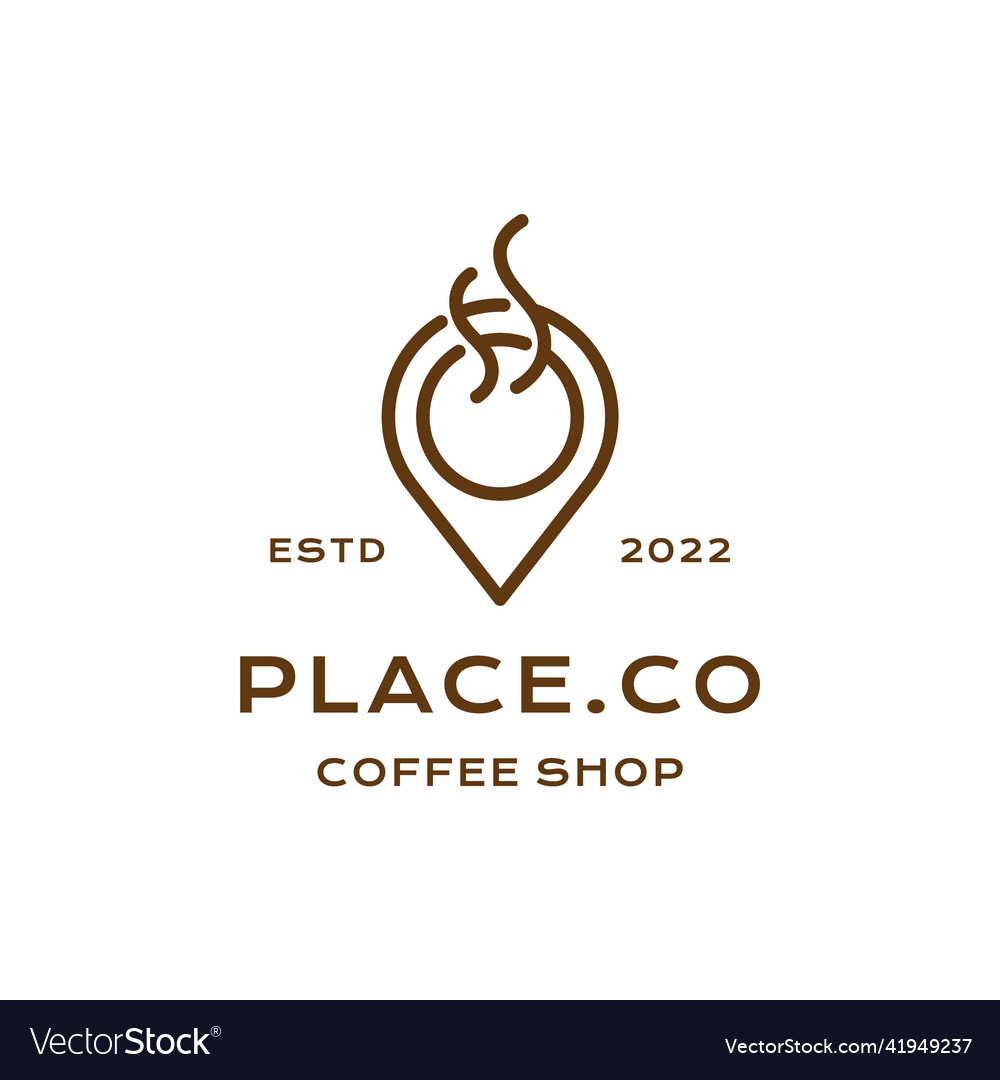 Minimalistische Linie Kunst Pin Karte Kaffee Shop Logo