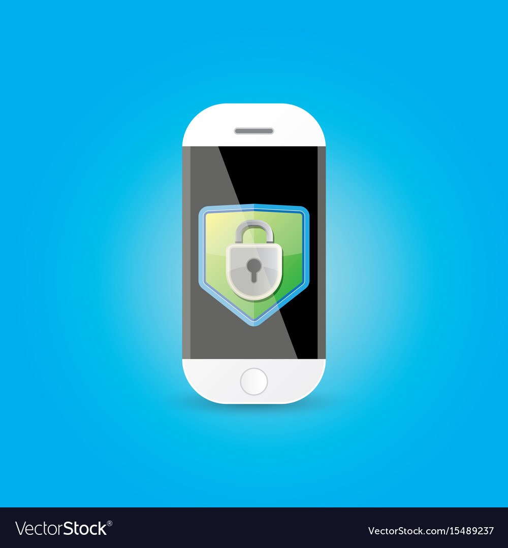 Mobile security app screen with shield and lock