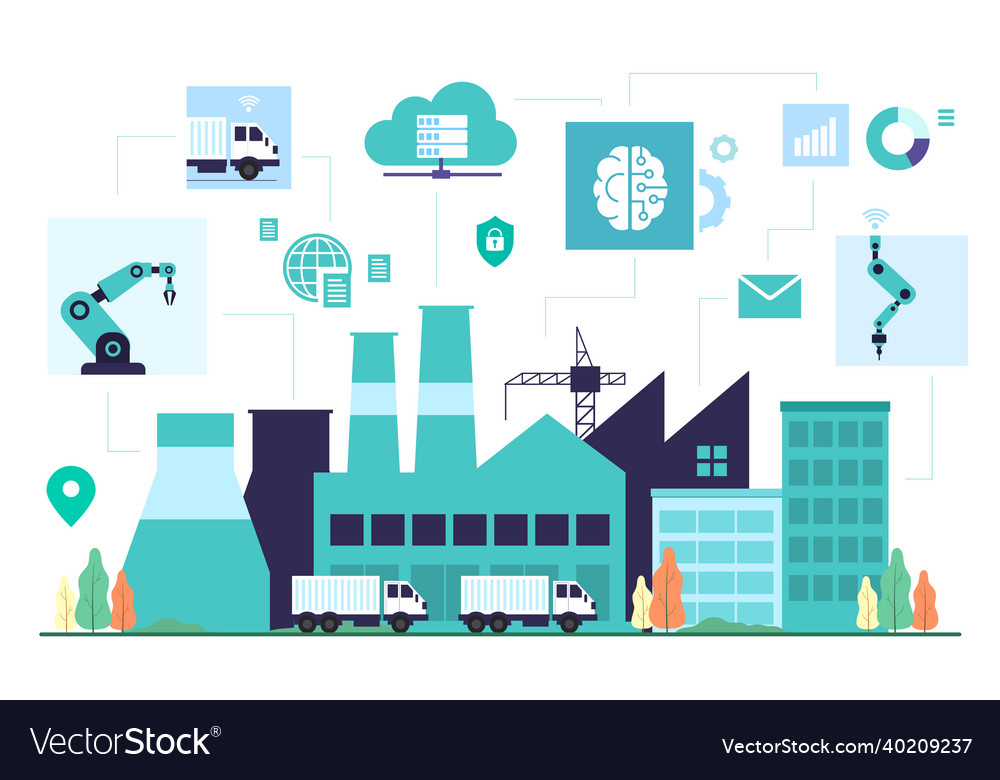Operation of mechanical and process vector image Operation of mechanical and process