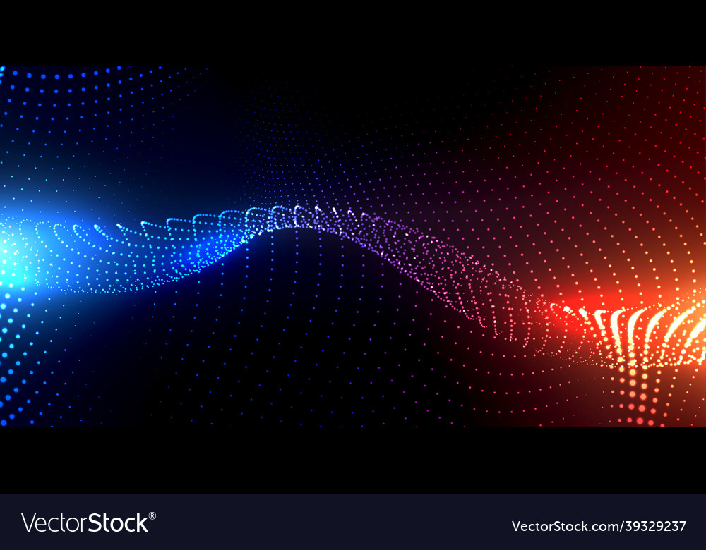 Particles background with blue and orange lights