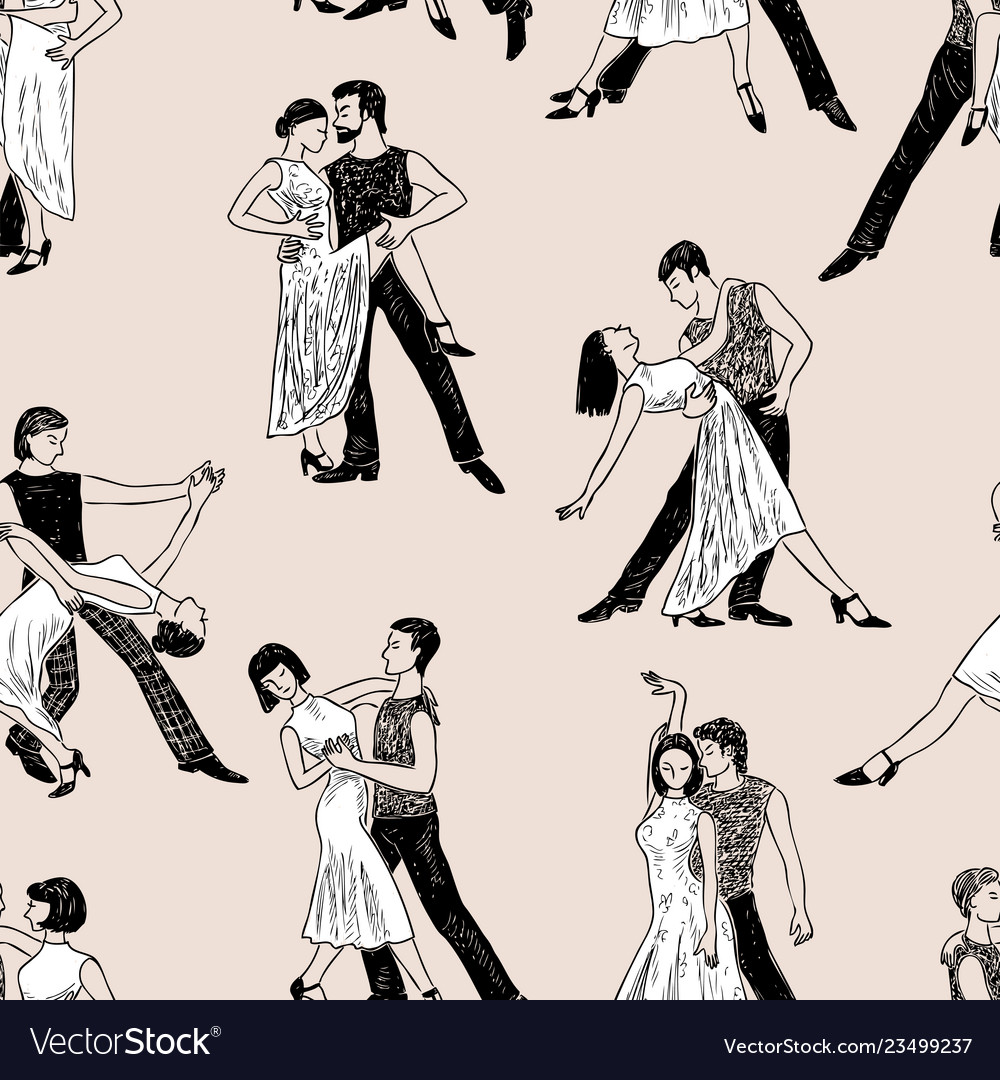 Pattern of the dancing couples Royalty Free Vector Image