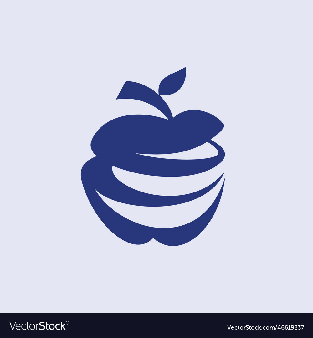 Peeled blue apple logo Royalty Free Vector Image