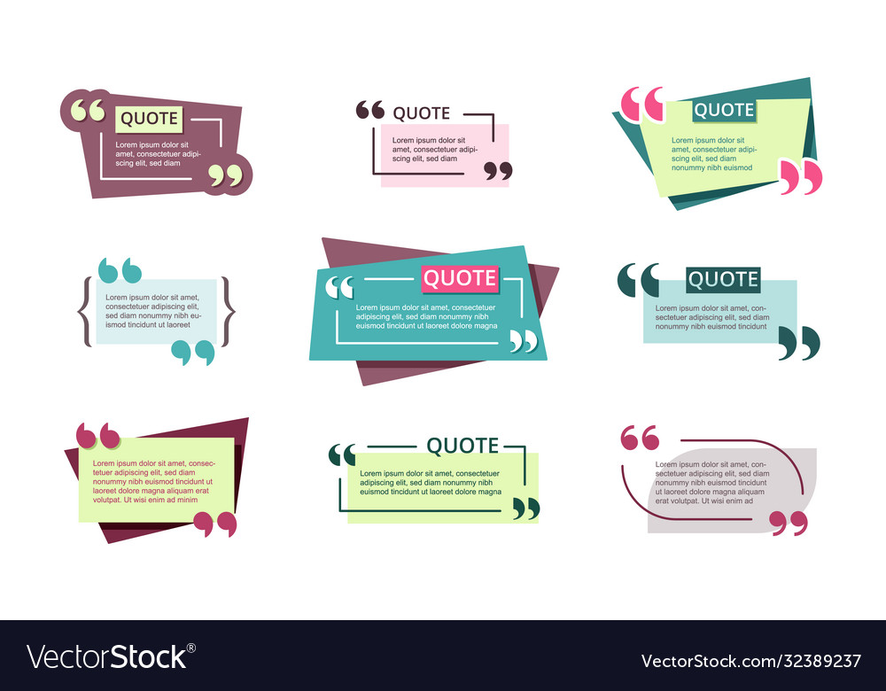 Quotes notes template set comments within vector image Quotes notes template set comments within