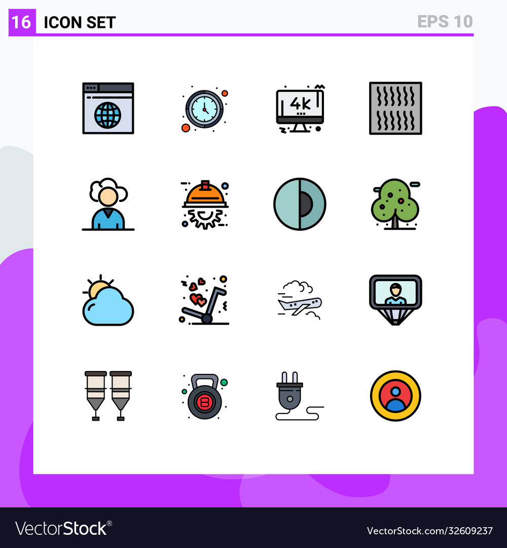 Set 16 flat color filled lines on grid