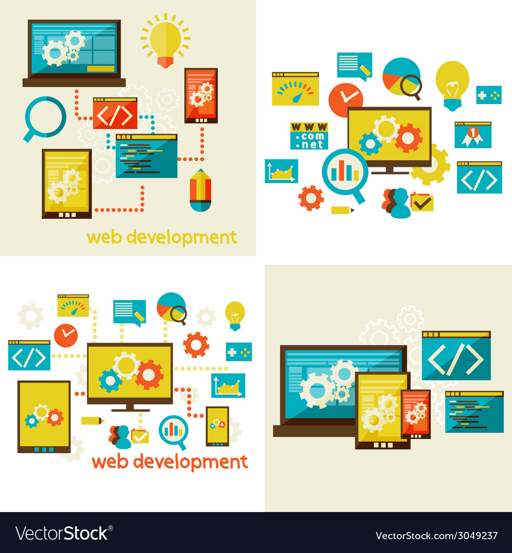 Set of flat design concept for web